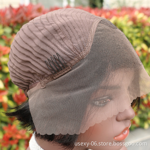 Top quality short straight human hair lace front bob wigs pixie cut virgin hair wig human hair toupee